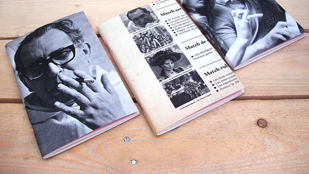 Diáře, jejichž vazbu knihařská dílna SKOBA vytvořila z tiskovin nalezených v kontejneru (foto: SKOBA)